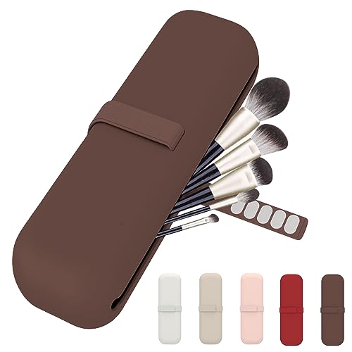 Frimon Makeup Bag Small Silicon Cosmetic Bag Travel Makeup Brush Holder Organizer Aesthetic with Binding Strap Accessories Storage Bag for Women,Christmas