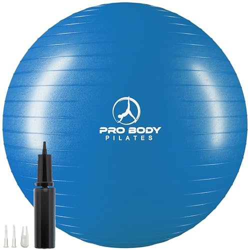 ProBody Pilates Ball Exercise Ball, Yoga Ball Chair, Multiple Sizes Stability Ball Chair, Gym Grade Birthing Ball for Pregnancy, Fitness, Balance, Workout and Physical Therapy (Blue, 65cm)