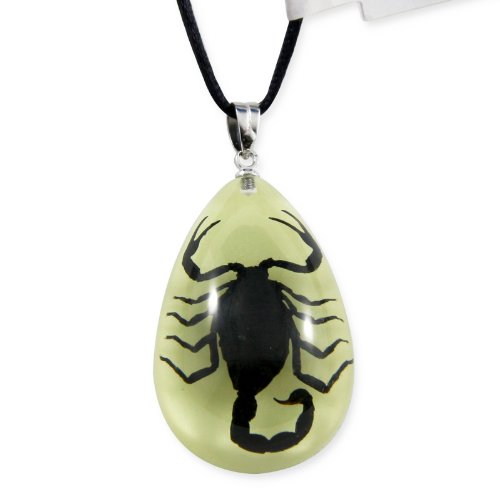 REALBUG Black Scorpion Glow in The Dark Necklace, Small