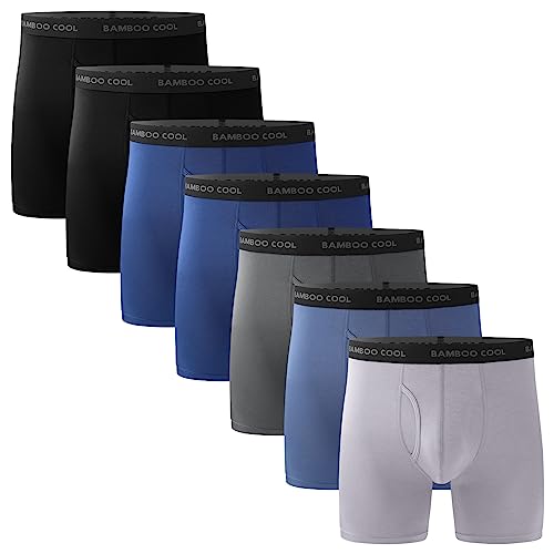 BAMBOO COOL Men’s Underwear Boxer Briefs Soft Comfortable Bamboo Viscose Underwear Boxer Briefs for Men (7-Pack)