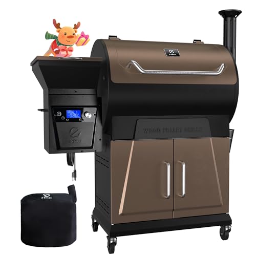Z GRILLS 2023 Newest Pellet Grill Smoker with PID 2.0 Controller, LCD Screen, 2 Meat Probes, Huge Storage Cabinet, 697 sq in Cooking Area, Rain Cover for Outdoor BBQ, 700D6, Bronze