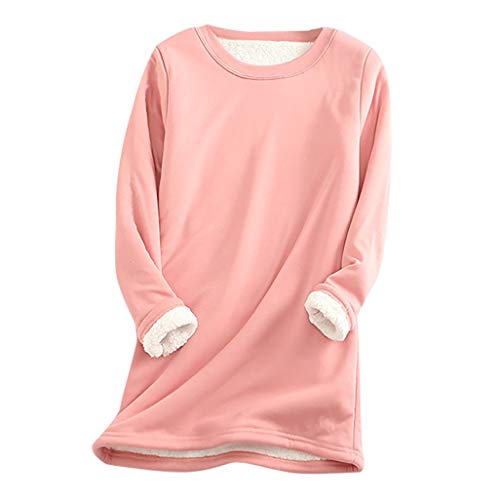 KSODFNXH Oversized Sweatshirt for Women Fashion Thick Fleece Warm Long Sleeves Tops Casual Comfy Crewneck Loose Sweatshirts
