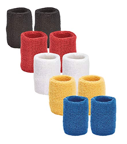 Unique Sports Multi Color Pack Sports Wristbands for Basketball Leagues, 5 pair of Wristbands per pack