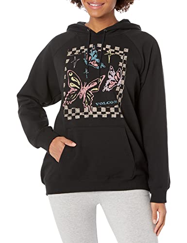 Volcom Women's Regular Truly Stoked Ovesized Bf Hooded Fleece Sweatshirt, Black 1, Small