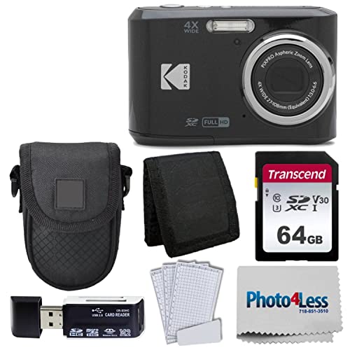 Kodak PIXPRO FZ45 Digital Camera Bundle with Black Point & Shoot Camera Case + Transcend 64GB SD Memory Card + Tri-fold Memory Card Wallet + Hi-Speed SD USB Card Reader + More!… (Black)