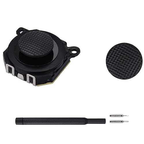 IKPEK 1pcs Black 3D Analog Joystick and 2pcs Thumb Stick Caps Button Replacement for Sony PSP 1000 1001
