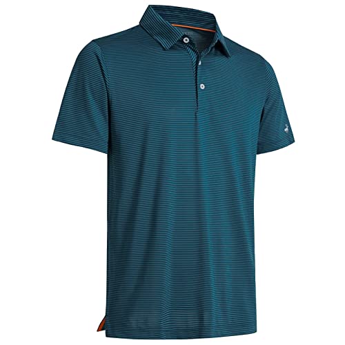 Mens Golf Shirts Moisture Wicking Dry Fit Short Sleeve Performance Sport Stripe Golf Polo Shirts for Men