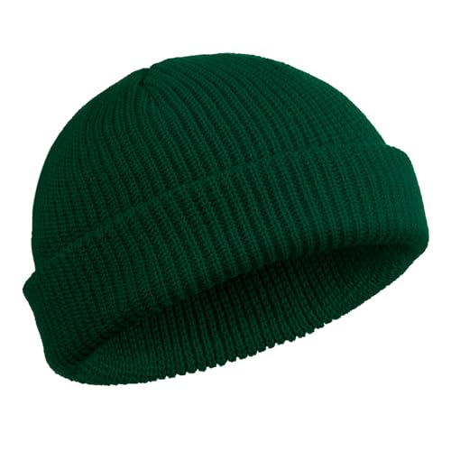 SATINIOR Trawler Beanie Watch Hat Roll-up Edge Skullcap Fisherman Beanie for Women Men(Blackish Green)