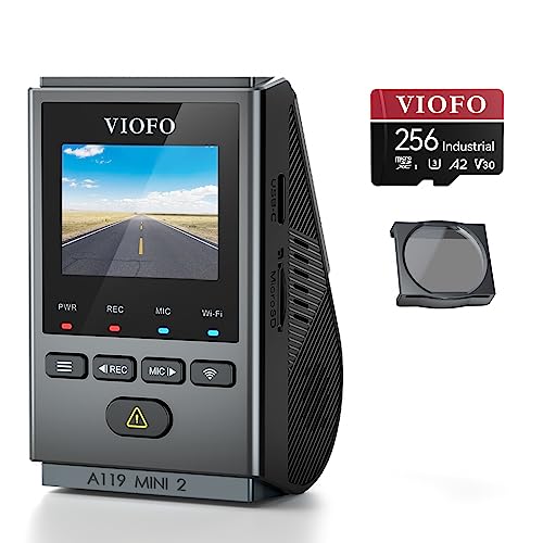 【Bundle: VIOFO A119 Mini 2 + 256GB Card + CPL】 VIOFO Mini Dash Cam Front A119 Mini 2, STARVIS 2 Sensor, 2K 60fps/HDR 30fps Voice Control Car Dash Camera with 5GHz Wi-Fi GPS, 24H Parking Mode