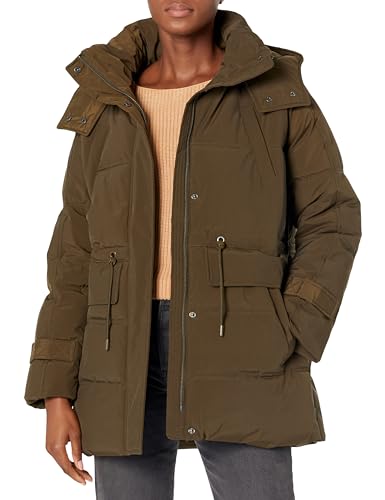 Lucky Brand Women's Puffer with Drawstring Waist, Army