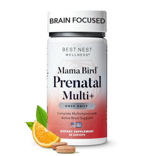 Best Nest Wellness Mama Bird Prenatal Vitamin: Vegan Prenatal Vitamins for Women w/Methylfolate (Folic Acid) w/Organic Herbal Blend, Prenatal Vitamins for Women B12, Choline, Once Daily, 30 Count