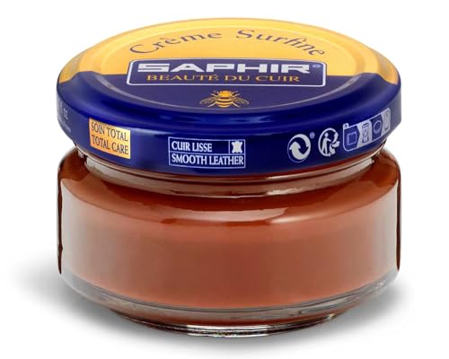 SAPHIR Creme Surfine Pommadier Shoe Polish - Beeswax Cream for Leather Products - Medium Brown