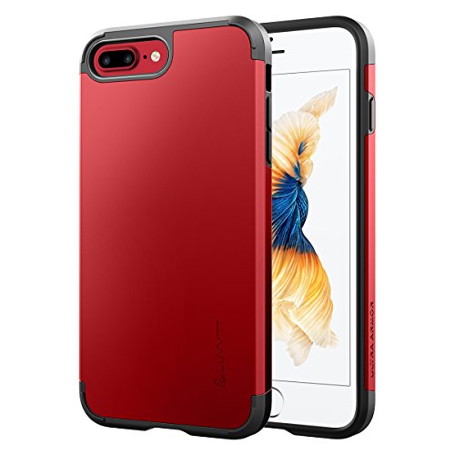 iPhone 8 Plus Case, LUVVITT [Ultra Armor] Shock Absorbing Case Best Heavy Duty Dual Layer Tough Cover for Apple iPhone 8 Plus (2017) - Red