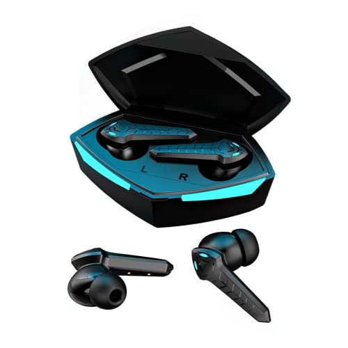 SGNICS Bluetooth 5.2 Wireless Earbuds Gaming Headphones for LG Stylo 4 Plus, Low Latency with Cool Lights, True Wireless Gaming Headset Music/Gaming Mode - Black