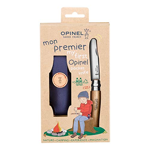 Opinel My First No.7 Box Set with Sheath - Stainless Steel Children’s Folding Pocket Knife with Safety Rounded Tip