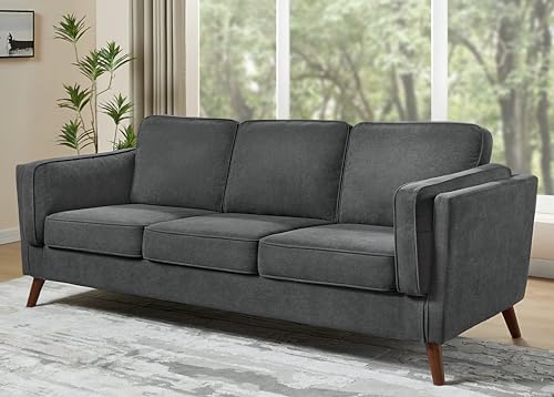 VanAcc 87in Sofa Modern Sofa Couch - Embedded Arm Pillow 3 Seater Sofa Deep Seat Sofa for Livingroom House, Dark Grey