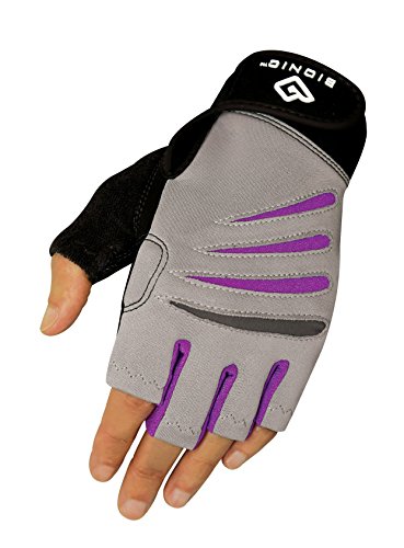 Bionic Women's Cross-Training Fingerless Gloves, Gray/Purple, Large