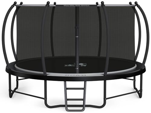 BCAN Trampoline 8FT 10FT 12FT 14FT 15FT 16FT Recreational Trampoline with Enclosure for Kids Adults, ASTM Approved, Outdoor Trampoline with Wind Stakes and Ladder for Kids Apex Series
