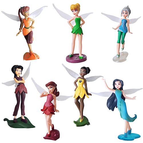 Grostmend Tinkerbell Party Decorations Mini Fairy Figurines Fairies for Fairy Garden Accessories Tinkerbell Cake Topper Miniature Figurines Decor Doll Birthday Gifts for Girls