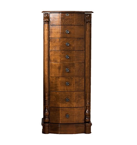 Hives and Honey Traditional Jewelry Armoire with Mirror, 38', Antique Walnut