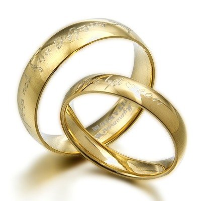 Gemini Personalize His and Her 18K Gold Color Anniversary Wedding Titanium Rings Set Dome Court Valentine Day Gift US size 3.5 to 16.5