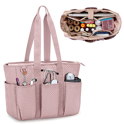 Fasrom Nurse Tote Bag for Work Nurses, Clinical Bag for Nursing Students and Home Health Care Staff, Pink (Empty Bag Only)