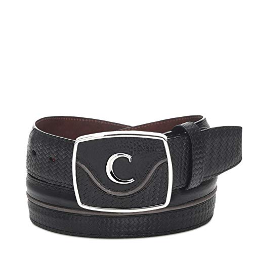 Cuadra Men's Cowboy Belt in Genuine Leather Black, CV414RS, Size 38