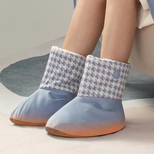 NeasupLife Heated Slippers Boot, Foot Warmer for Women Men, Heated Socks, USB Rechargeable Electric Heating Boots with 2 Temp Settings Keep Feet Warm up to 6 Hours with 4000mAh*2 Battery