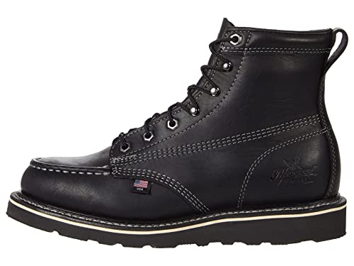 Thorogood American Heritage 6” Moc Toe Work Boots for Men - Soft Toe, Premium Full-Grain Leather with Slip-Resistant Wedge Outsole and Comfort Insole; EH Rated, Black - 8.5 D US
