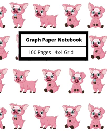 Cute Graph Paper Notebook with Pigs | 7.5 x 9 | 4 x 4 Graph Paper | Composition Book Graph |Graph Journal | Composition Graph Paper Notebook |Graph Composition Book