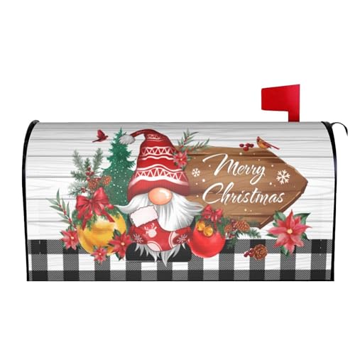 Christmas Winter Gnomes Mailbox Covers 18' X 21'in Magnetic Waterproof Post Box Cover Wraps Post Letter Box Cover Standard Size Garden Decor
