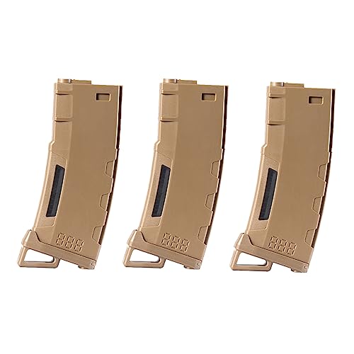 Lancer Tactical Airsoft M4 M16 Series Polymer 130 Round Transparent Window High Speed Mid-Cap Airsoft Magazine -Pack of Three (Tan)