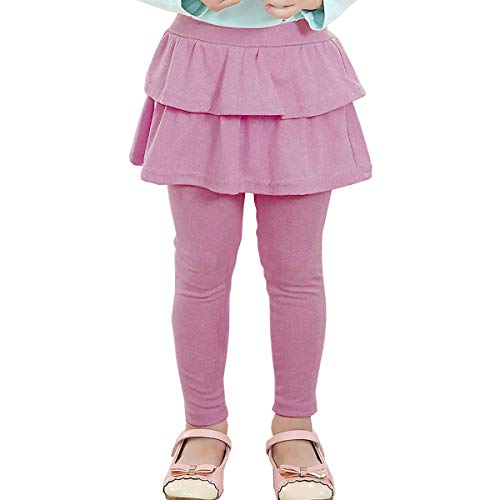 RieKet Girls Leggings with Skirt Warm Kids, Big Kid Leggings Tutu Pants 2-14 Years Lavender 7-8 Years