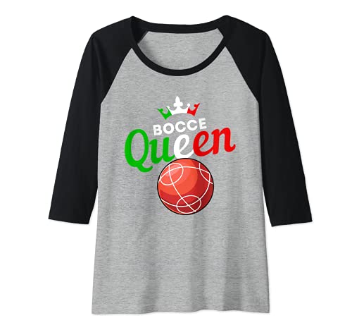 Womens Bocce Ball Gift - Fun Yard Game - Bocce Queen Raglan Baseball Tee