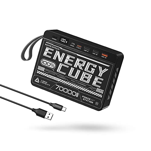 MOVESPEED 70000mAh Power Bank High Capacity, 22.5W Max PD 3.0 Fast Charging, Large Power Bank,4 Outputs 2 Inputs,LED Display,USB-C Battery Packs for iPhone, Samsung, Outdoors Camping, Cyberpunk Style