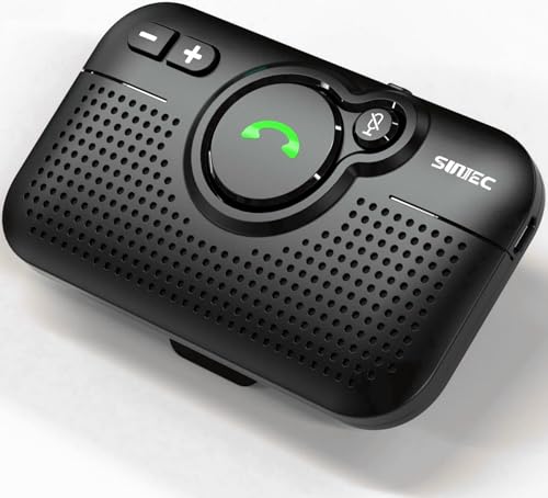 SUNITEC Handsfree Bluetooth for Cell Phone, Bluetooth 5.0 Car Speaker Motion AUTO ON Off Support Siri Voice Assistant Car Kit Receiver Handsfree Speakerphone with Visor Clip - BC980P