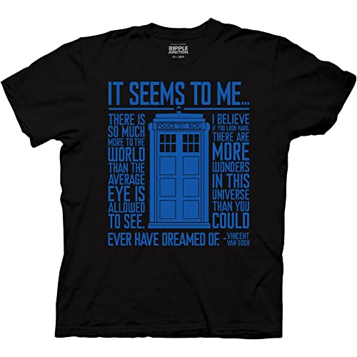 Ripple Junction Doctor WHO Vincent Van Gogh Quote TV Series Adult T-Shirt Officially Licensed Small Black