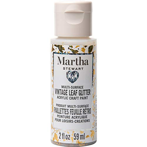Martha Stewart Crafts Family Friendly Multi-Surface Vintage Leaf Glitter Acrylic Craft Paint, Iridescent Gold