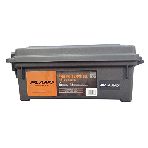 Plano Field Ammo Box Shot Shell, Black, Lockable Ammunition Storage Box with Heavy-Duty Carry Handle, Compact Plastic Ammo Crate, Water-Resistant Protection, Holds 4 Boxes of Ammo
