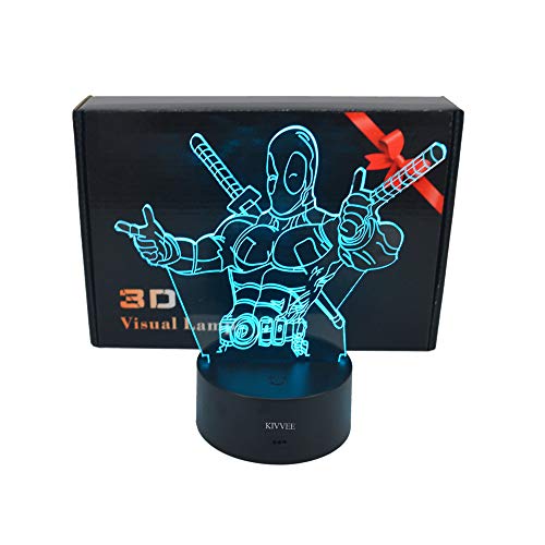 VALEN 3D Desk lamp Acrylic Deadpool Night Light 7 Color Change Furniture Decorative Colorful Gift Household Accessories Boy Toys