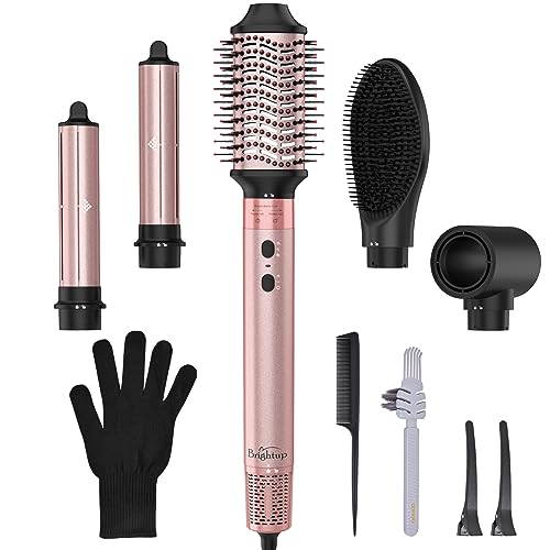 Brightup Hair Dryer Brush with 110,000 RPM High-Speed Negative Ionic Blow Dryer, Automatic Curling Iron, 5 in 1 Professional Hot Air Styler for Fast Drying Curling Volumizing Straightening & Styling