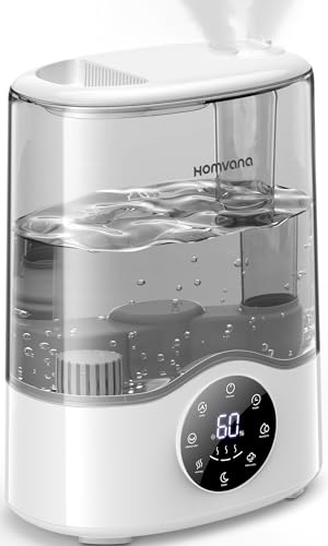 Homvana Smart Humidifier Warm & Cool Mist 7L (807ft²), Top-Fill Humidifiers for Bedroom Baby Plants Home Nursery, Auto Adapt Mist Quick Air Humidity in Large Room, Easy to Clean, Quiet, Essential Oil