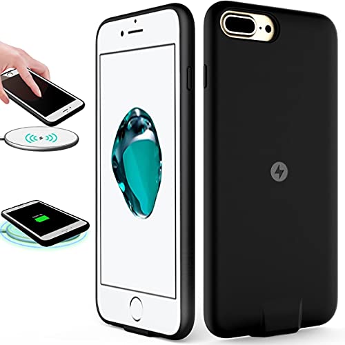 OCEANLOVE Wireless Charger Charging Receiver Case for iPhone 7 6S 6 (NOT Battery case) Built-in Qi Receiver and Charging Port (for Lightning Cable Charging and Data Sync) Shockproof Protective,Black