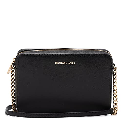 Michael Kors Women's Jet Set Crossbody Leather Bag, Black, Large