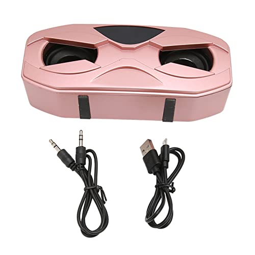 Speaker, Rechargeable Small Speaker Subwoofer with Colorful Light for Travel (Rose Gold)