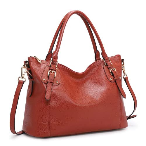 Kattee Genuine Leather Handbags Tote Shoulder Bag for Woman Satchel Designer Purse Top Handles Crossbody Bag Large Capacity