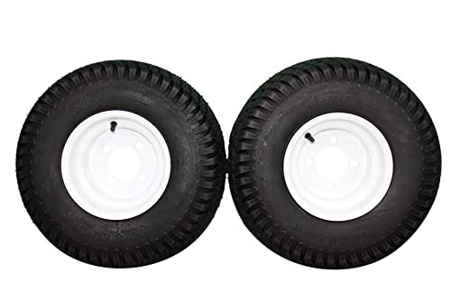 Antego Tire & Wheel 18x8.50-8 Turf Tires on 8x7 White Steel Wheels Compatible with Golf Carts and Mowers (Compatible with Toro Grandstand) (Set of 2)