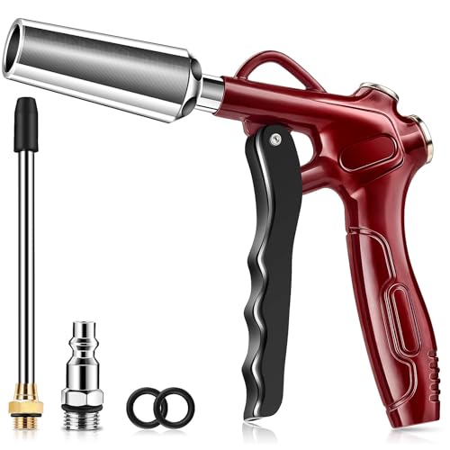 JASTIND Retro Red Air Blow Gun with Powerful Blast Air Nozzle, High Volume Air Blower Gun Kit w/4.9 Inch Steel Extension & 1/4' Quick Plug, Air Gun Air Compressor Attachments for Dust Clean