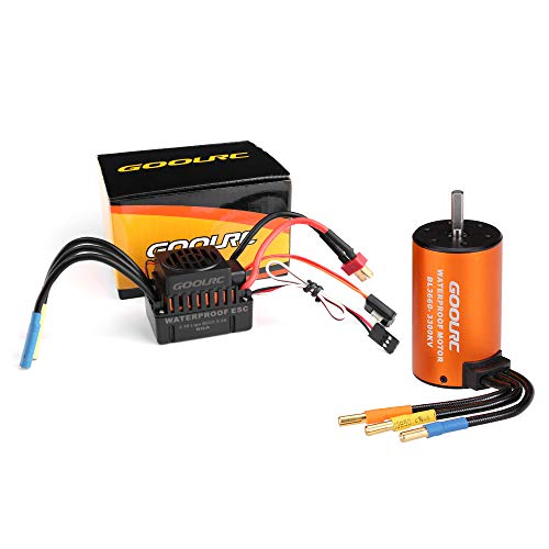 GoolRC Brushless Motor Upgrade Waterproof 3660 3300KV Brushless Motor with 60A ESC Combo Set for 1/10 RC Car Truck