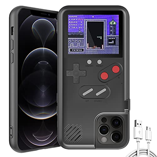 Autbye Gameboy Phone Cases, Retro 3D Gameboy Case for iPhone with 36 Small Games, Color Display Shockproof Video Game Phone Case, Phone Protective Case (for iPhone 11, Black)